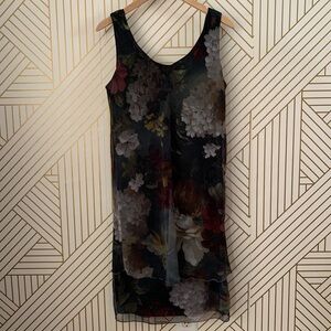 Jeffrey & Dara Evening by Tom Barra floral sleeveless overlay tiered dress 10